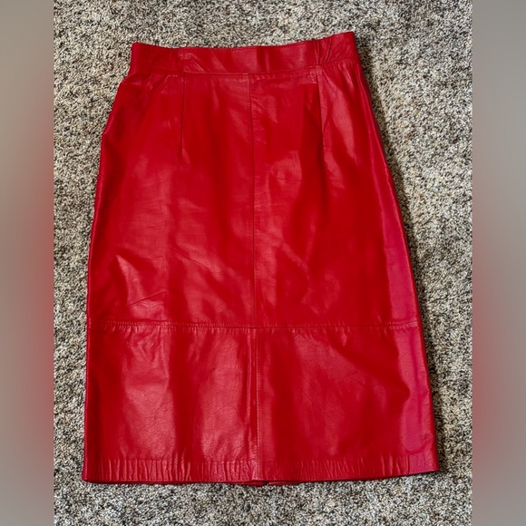 Adler Leather Collection Dresses & Skirts - 160. Vintage Adler Leather Collection Red Pencil Skirt Size 4